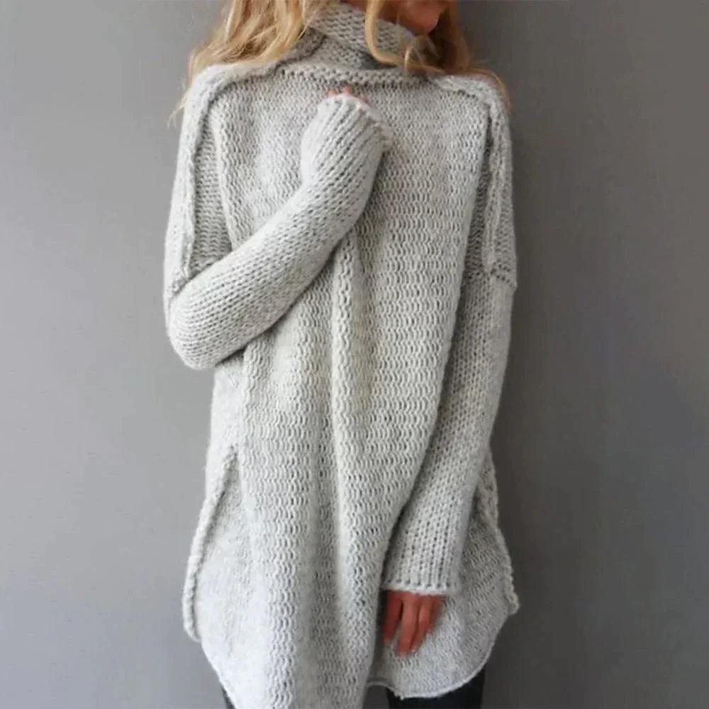 Inès | Pull Long Oversize à Col Roulé