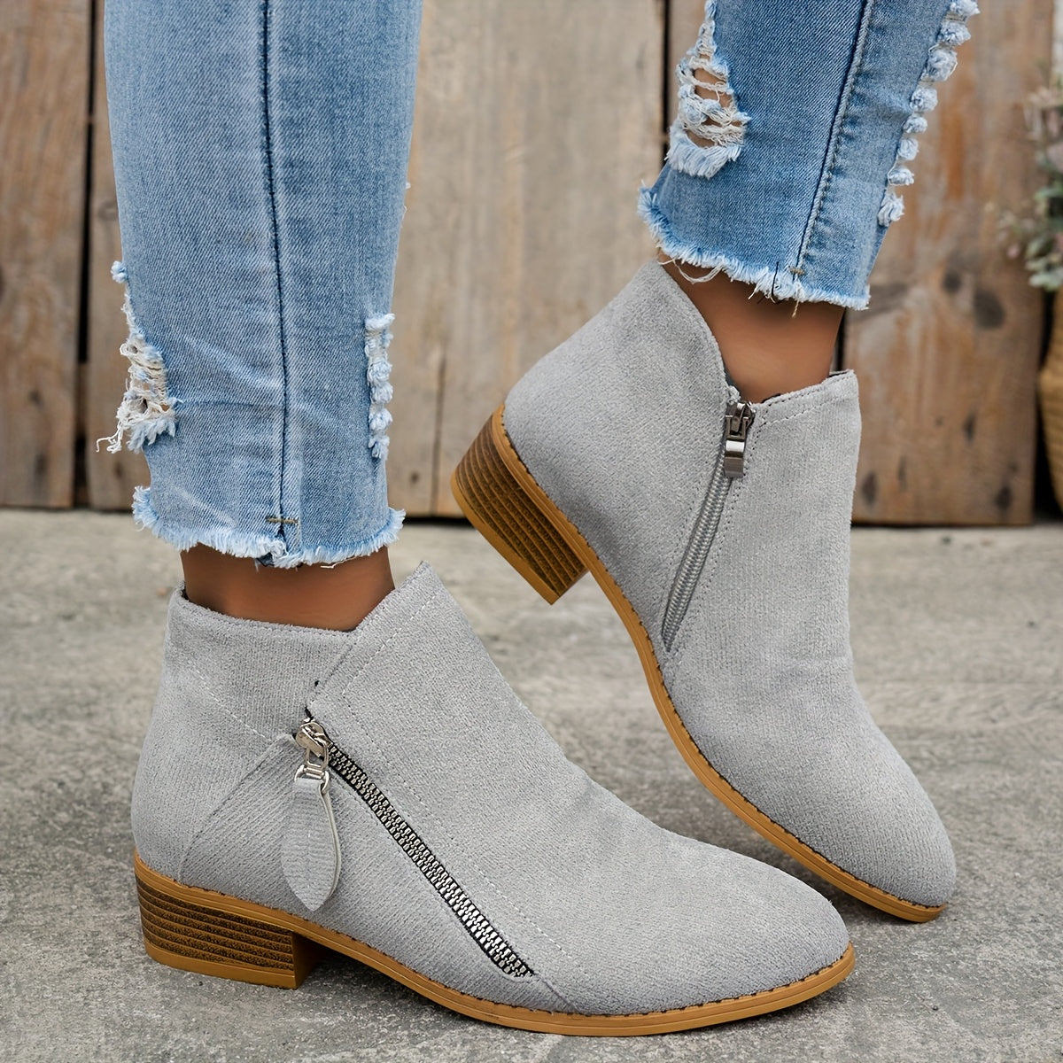 Tessa | Bottines Zippées à Petit Talon