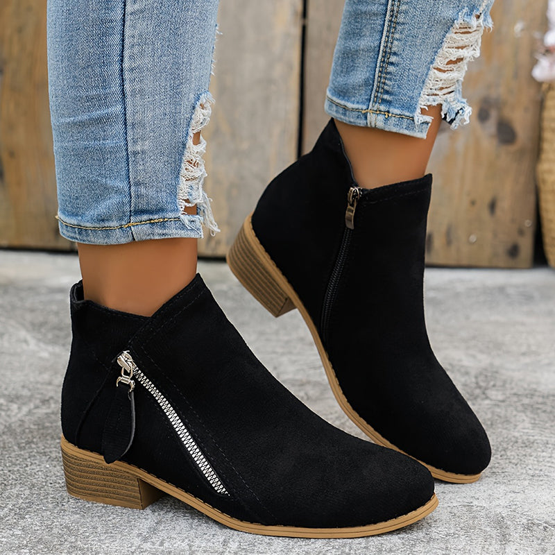 Tessa | Bottines Zippées à Petit Talon