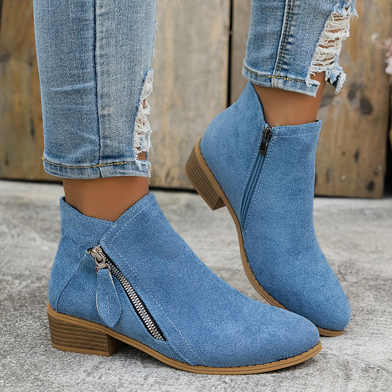 Tessa | Bottines Zippées à Petit Talon