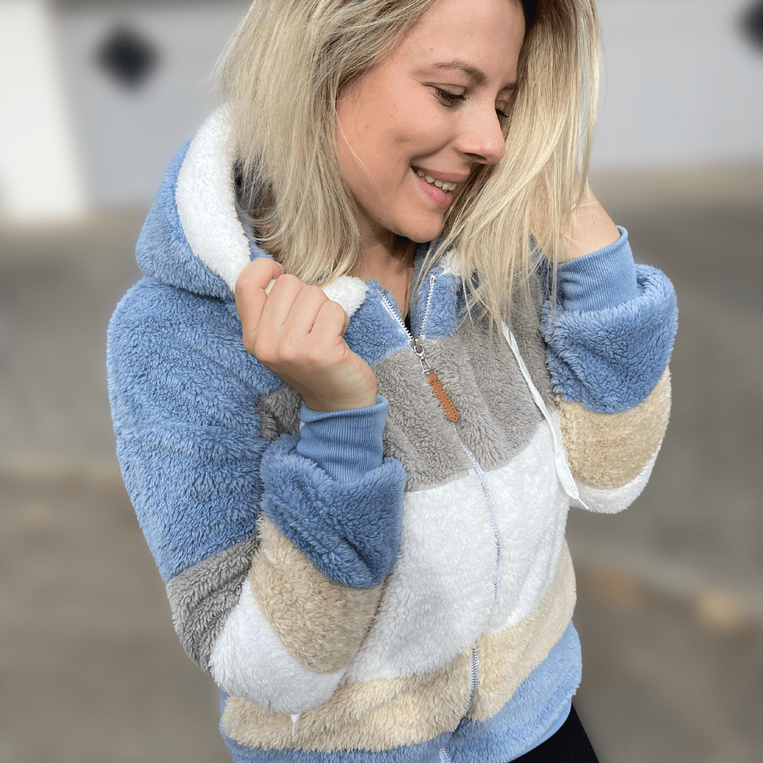 Mila | Veste Zippée à Capuche Rayée en Polaire Douce