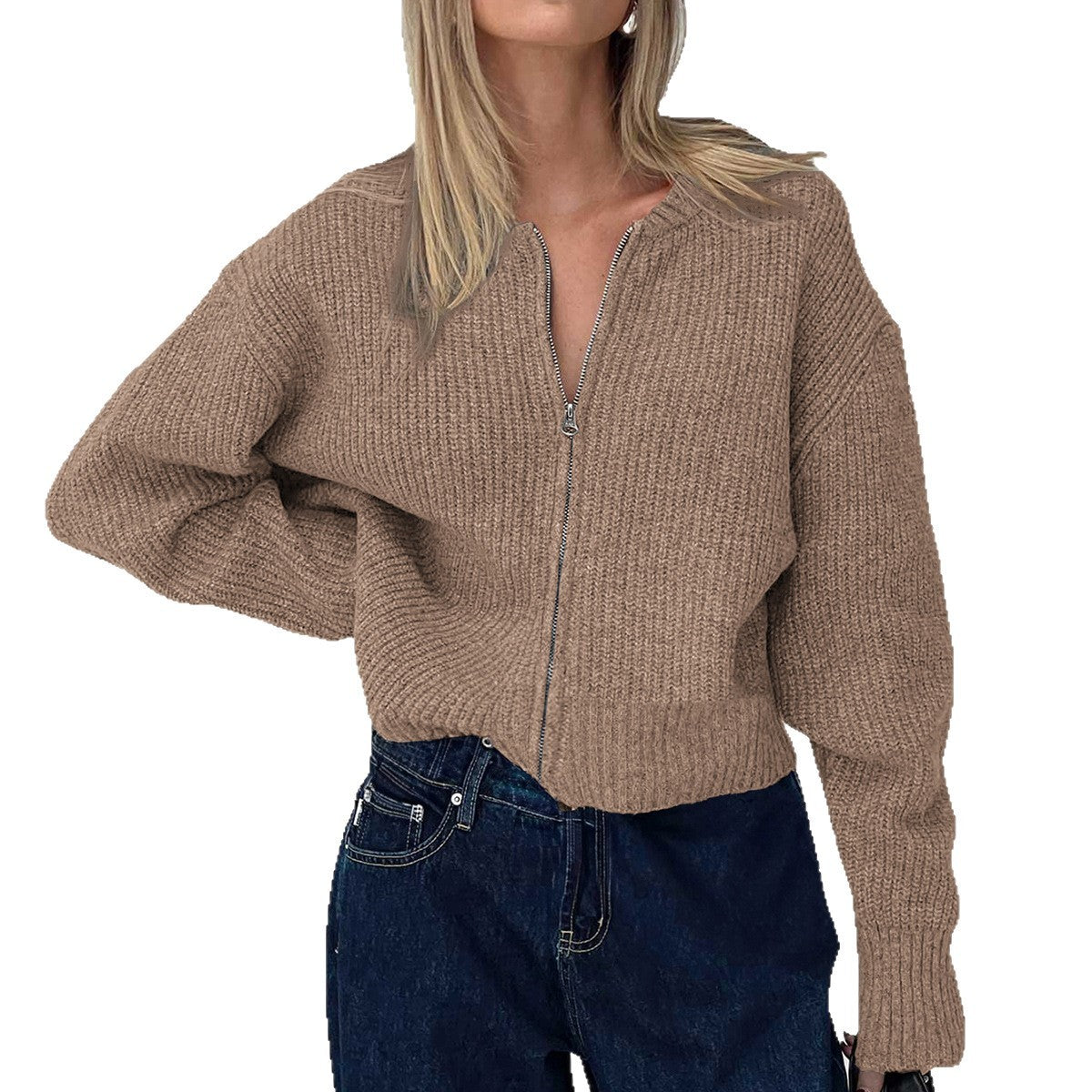 Clara | Gilet Zippé Maille Côtelée