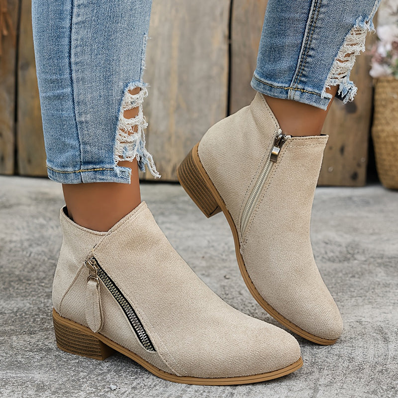 Tessa | Bottines Zippées à Petit Talon
