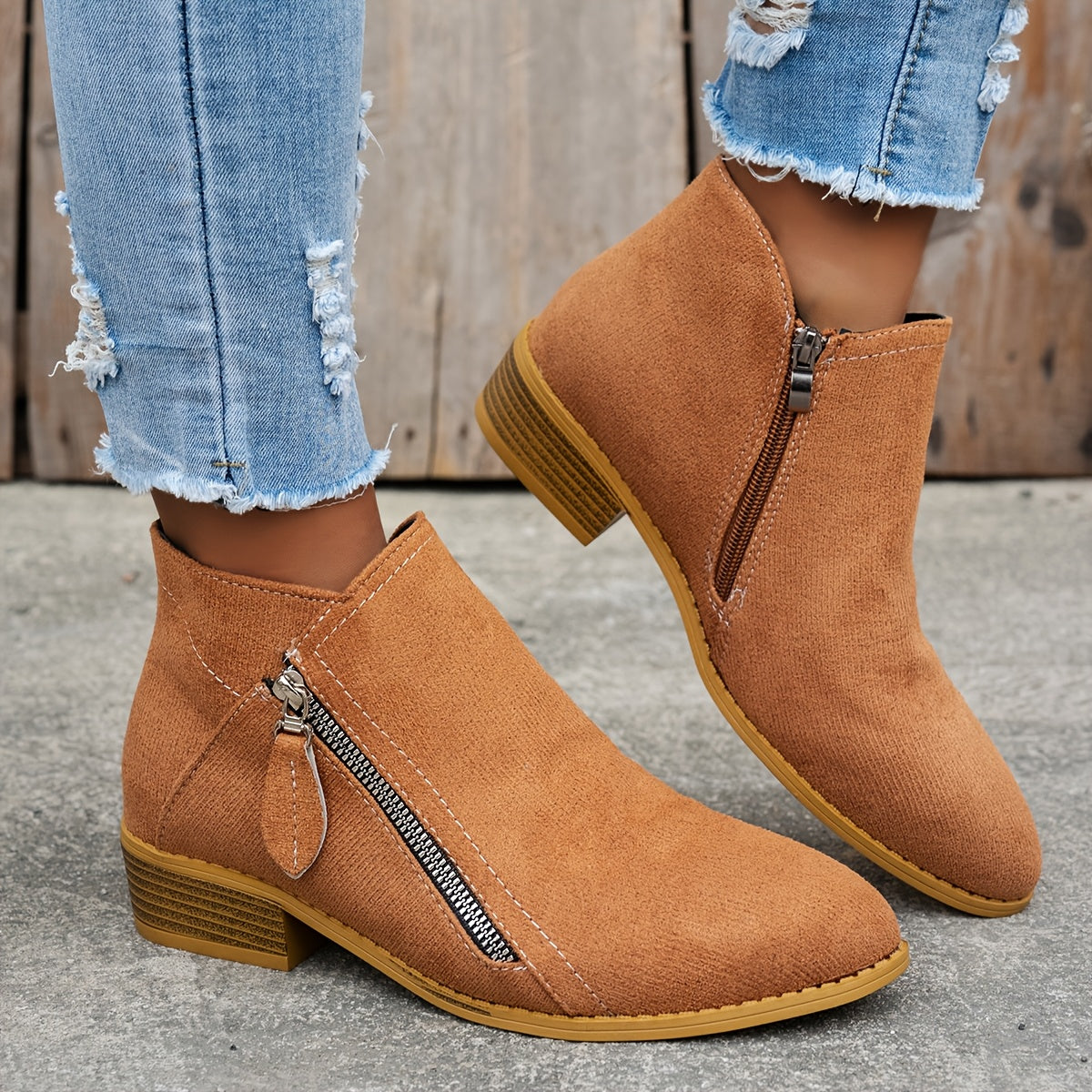 Tessa | Bottines Zippées à Petit Talon