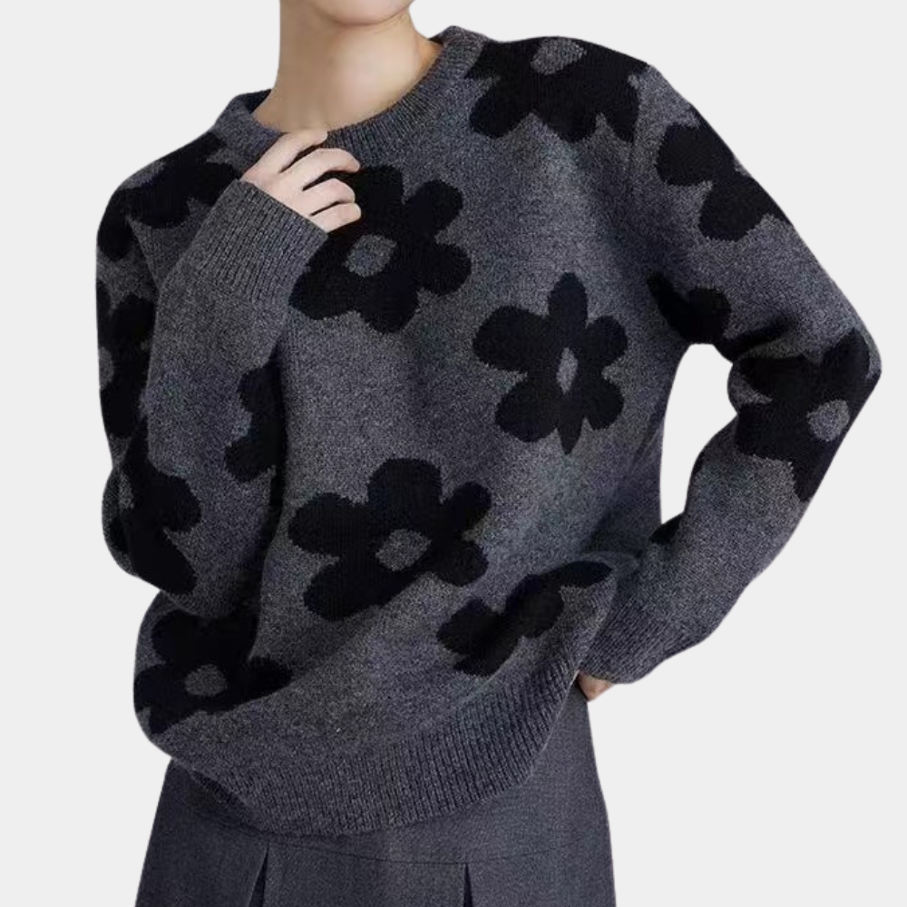 Zoé | Pull Motif Floral en Maille Douce