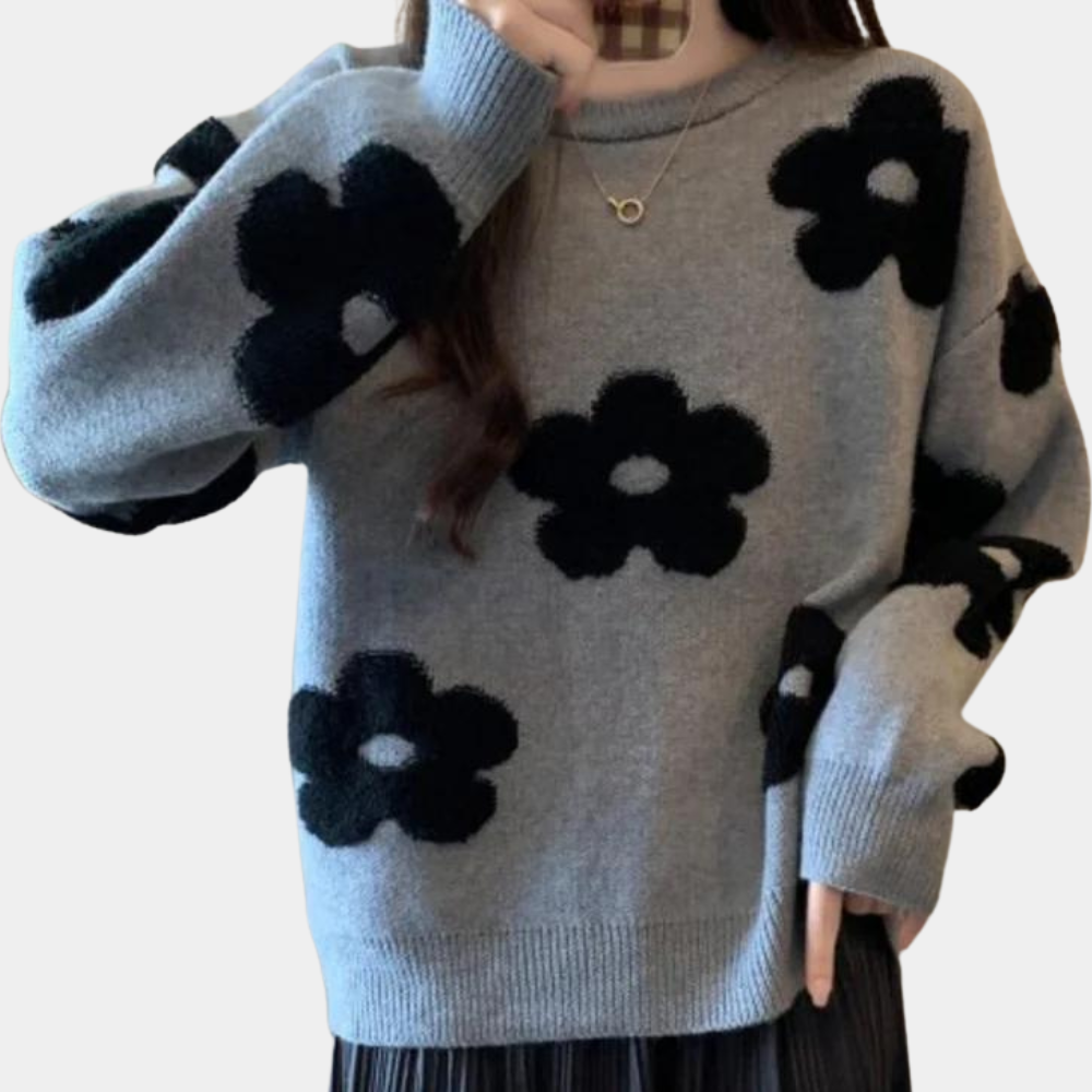 Zoé | Pull Motif Floral en Maille Douce