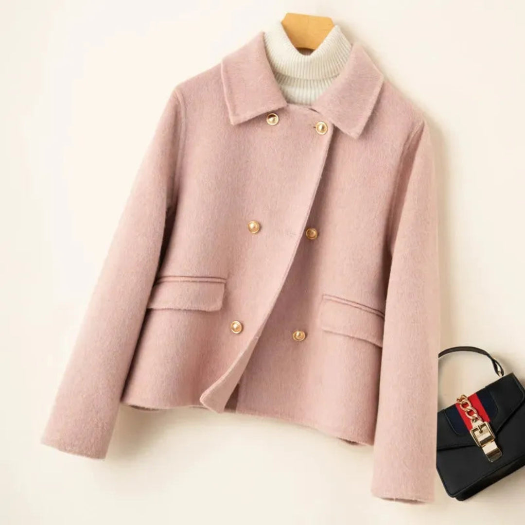 Léna | Veste Laine Courte à Boutonnage Doré