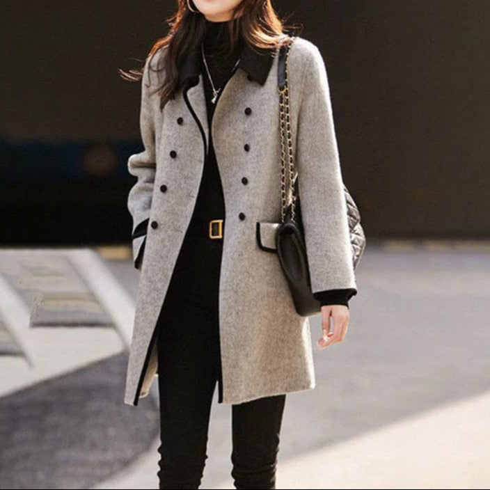 Élina | Manteau Long Classique à Double Boutonnage