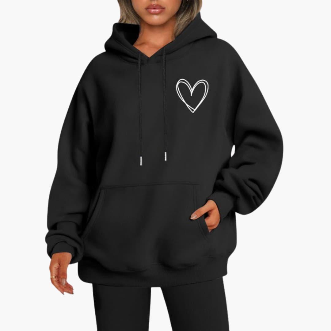 Léane | Sweat à Capuche Motif Cœur Brodé