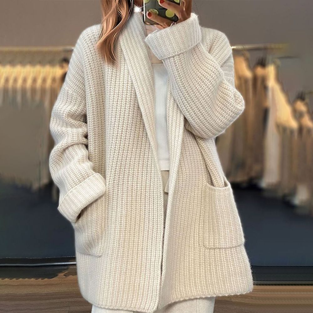 Tessa | Gilet Long en Maille Épaisse à Poches