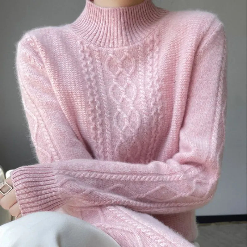 Lily | Pull Tricot Doux à Col Montant