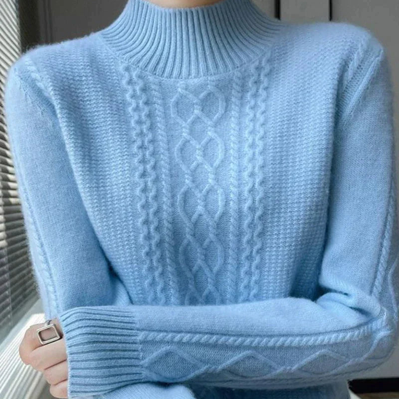 Lily | Pull Tricot Doux à Col Montant
