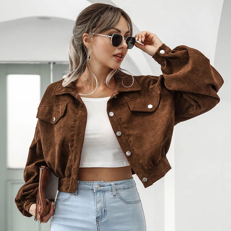 Lina | Veste Courte en Velours Côtelé