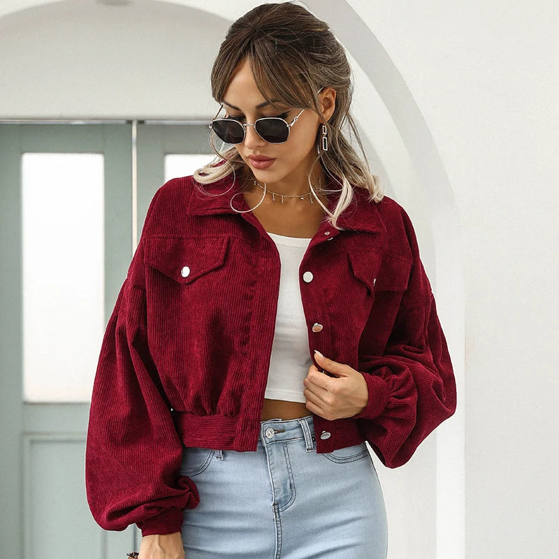 Lina | Veste Courte en Velours Côtelé