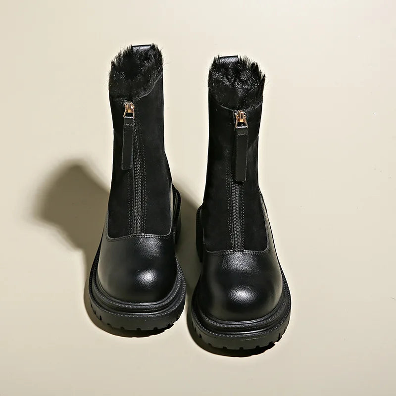Mila | Bottines Hiver Fourrées à Zip Frontal