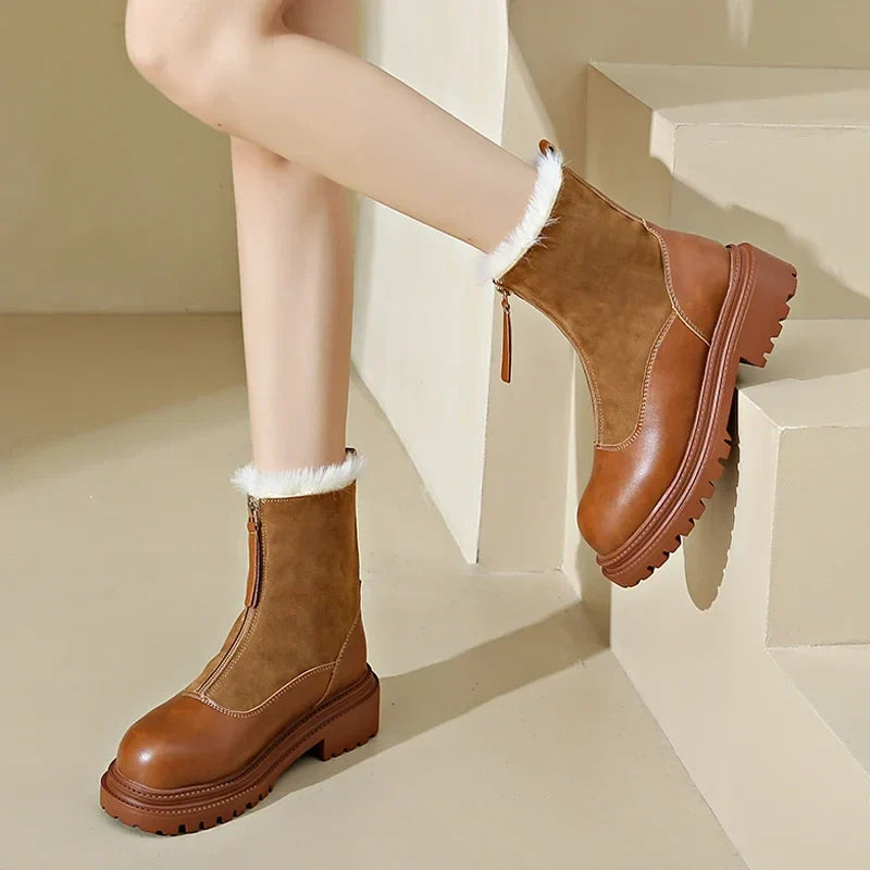 Mila | Bottines Hiver Fourrées à Zip Frontal