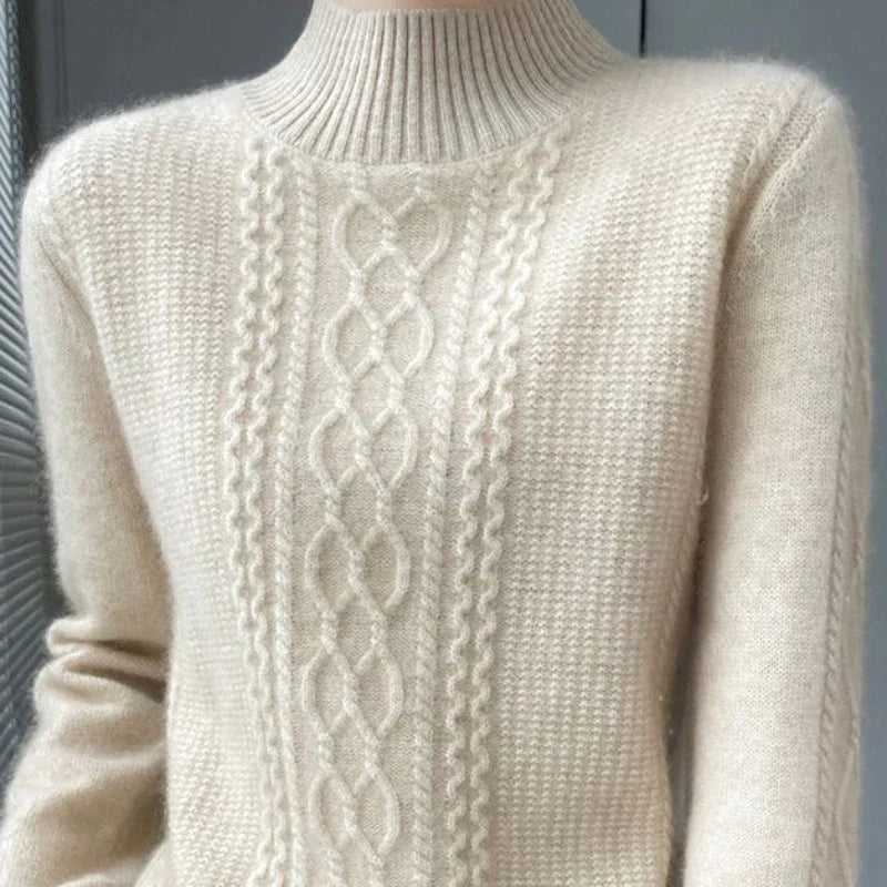Lily | Pull Tricot Doux à Col Montant