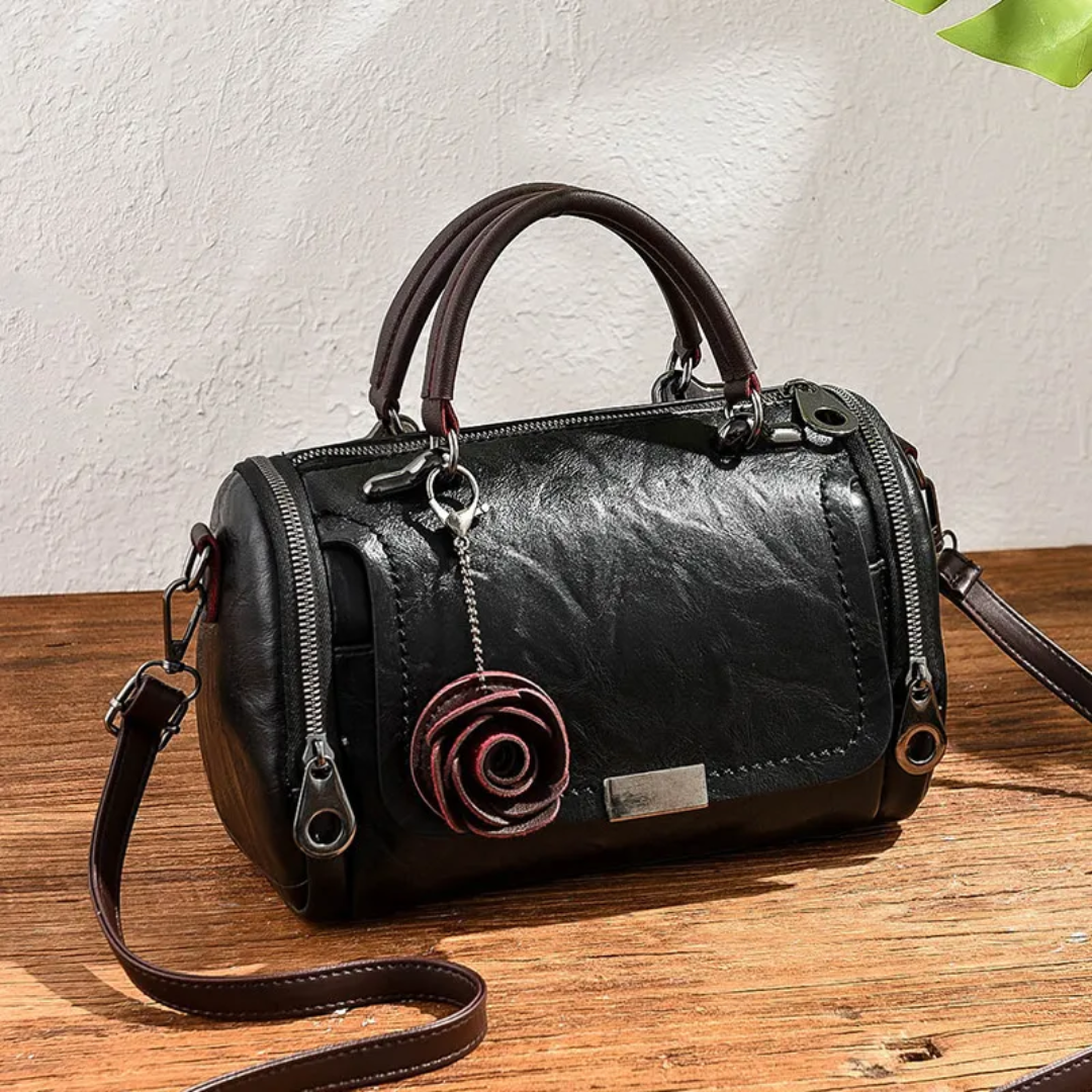 Élodie | Sac à Main Fleur en Simili-Cuir Vintage