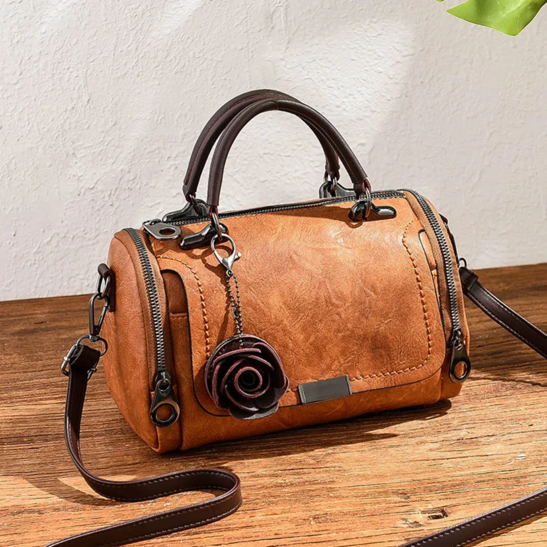 Élodie | Sac à Main Fleur en Simili-Cuir Vintage