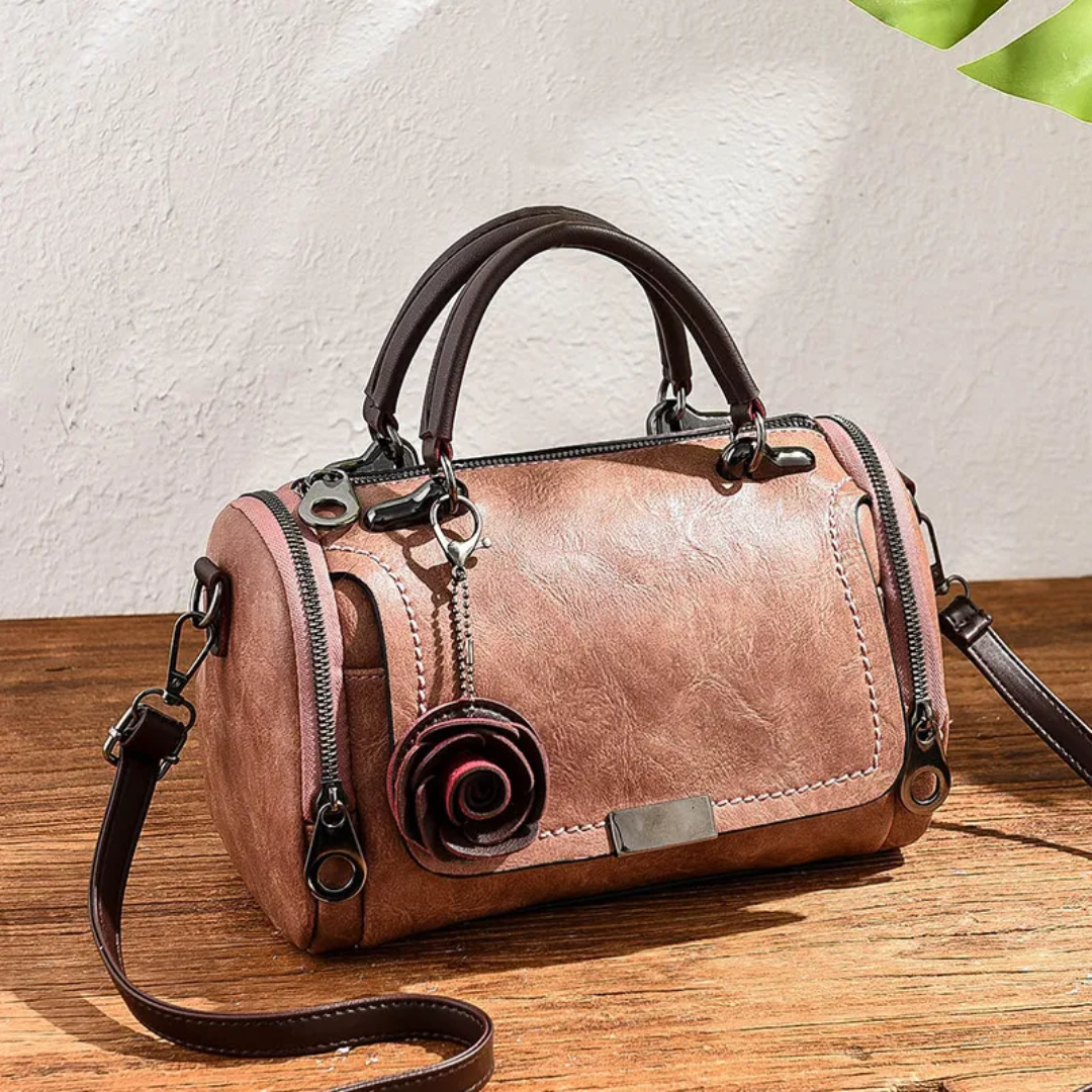 Élodie | Sac à Main Fleur en Simili-Cuir Vintage