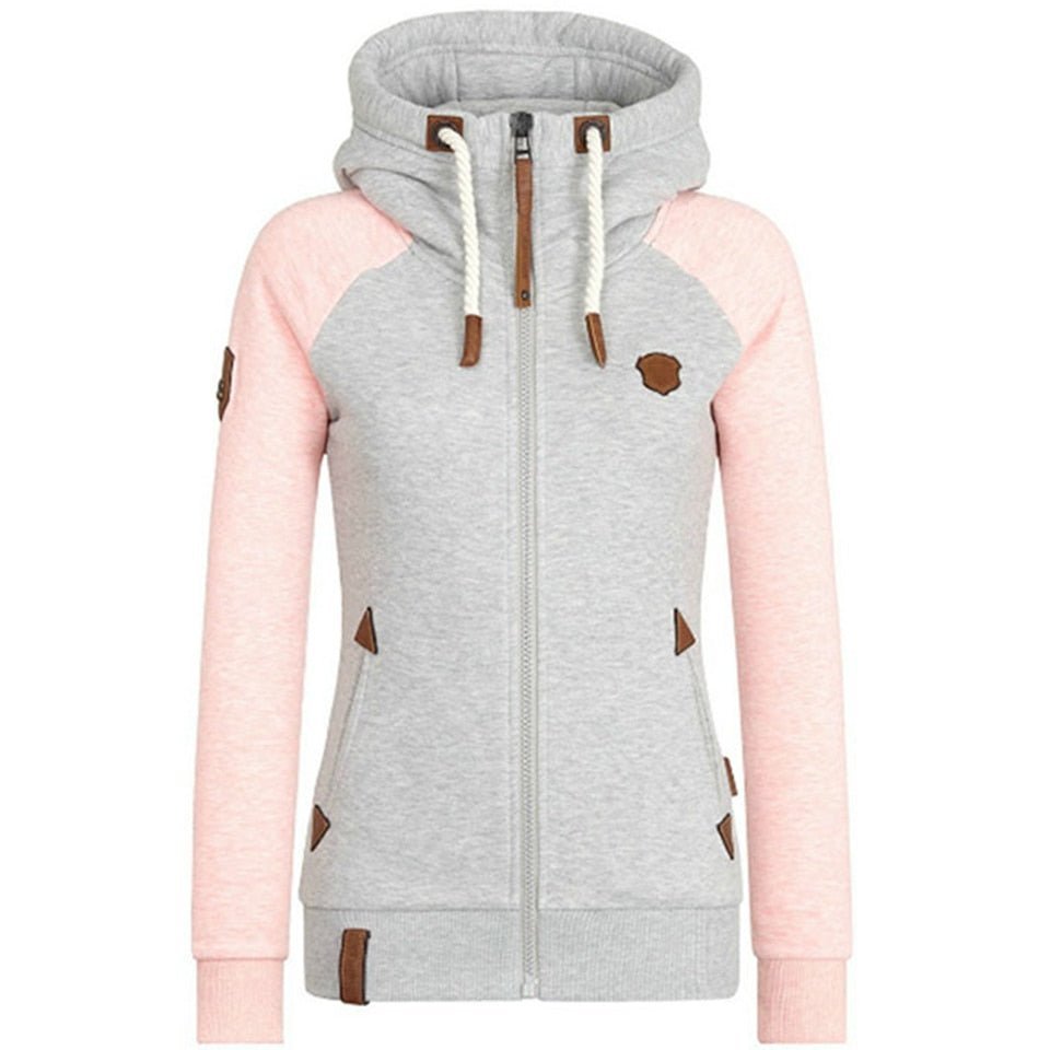 Élia | Sweat à Capuche Bicolore à Col Montant