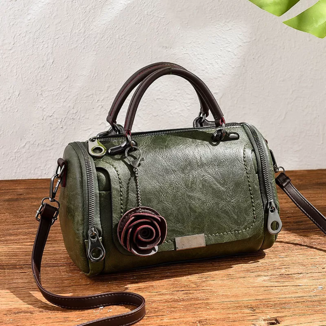 Élodie | Sac à Main Fleur en Simili-Cuir Vintage