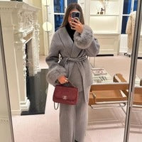 Véra | Manteau Court Ceinturé avec Manches Fausse Fourrure