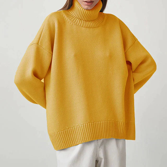 Lina | Pull Col Roulé Oversize en Maille Douce