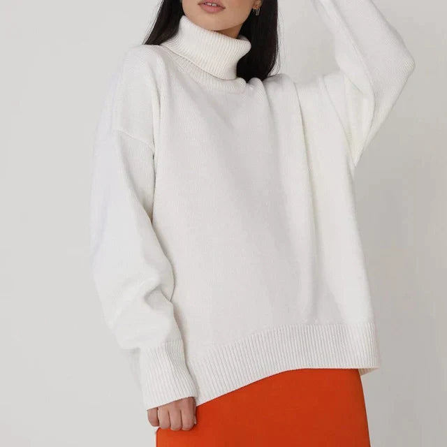 Lina | Pull Col Roulé Oversize en Maille Douce