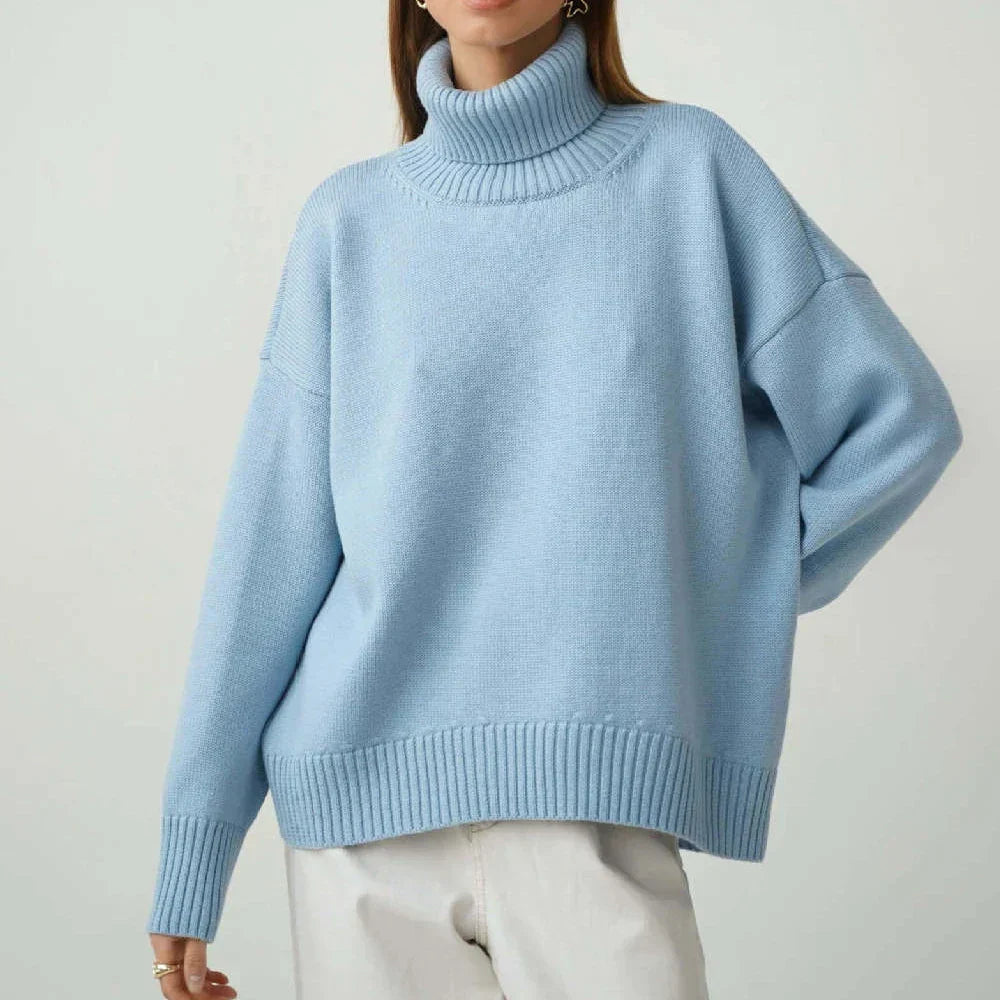 Lina | Pull Col Roulé Oversize en Maille Douce