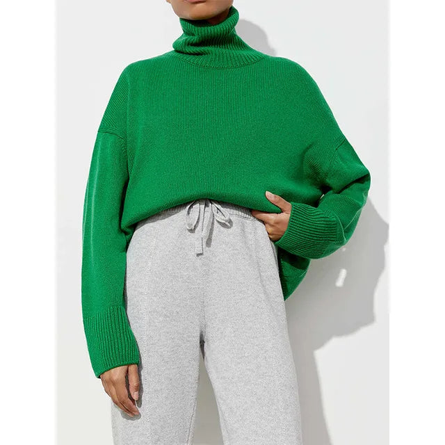 Lina | Pull Col Roulé Oversize en Maille Douce
