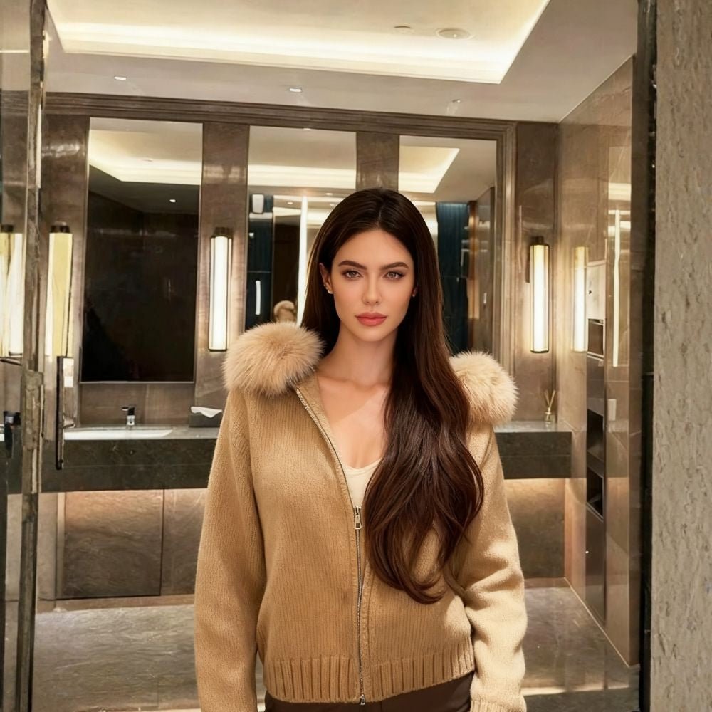 Kaïa | Veste Zippée à Capuche Bordée de Fausse Fourrure